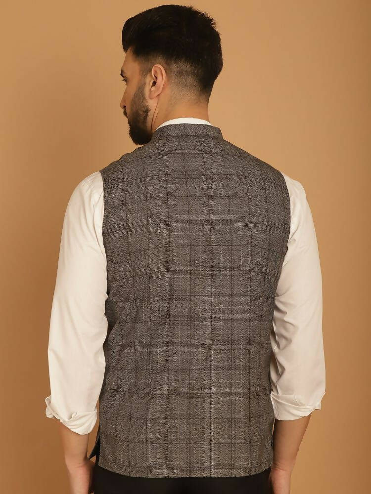 Even Apparels Nehru Jacket With Welt Pockets - Grey