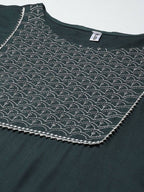 Yufta Women Green Yoke Design Regular Sequinned Kurta with Palazzo & With Dupatta