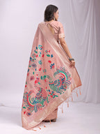 Shree Shyam Fashion Linen Cotton Peach Saree - Distacart