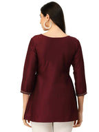 Wine Chinon Floral Embroidered Top - Zeny