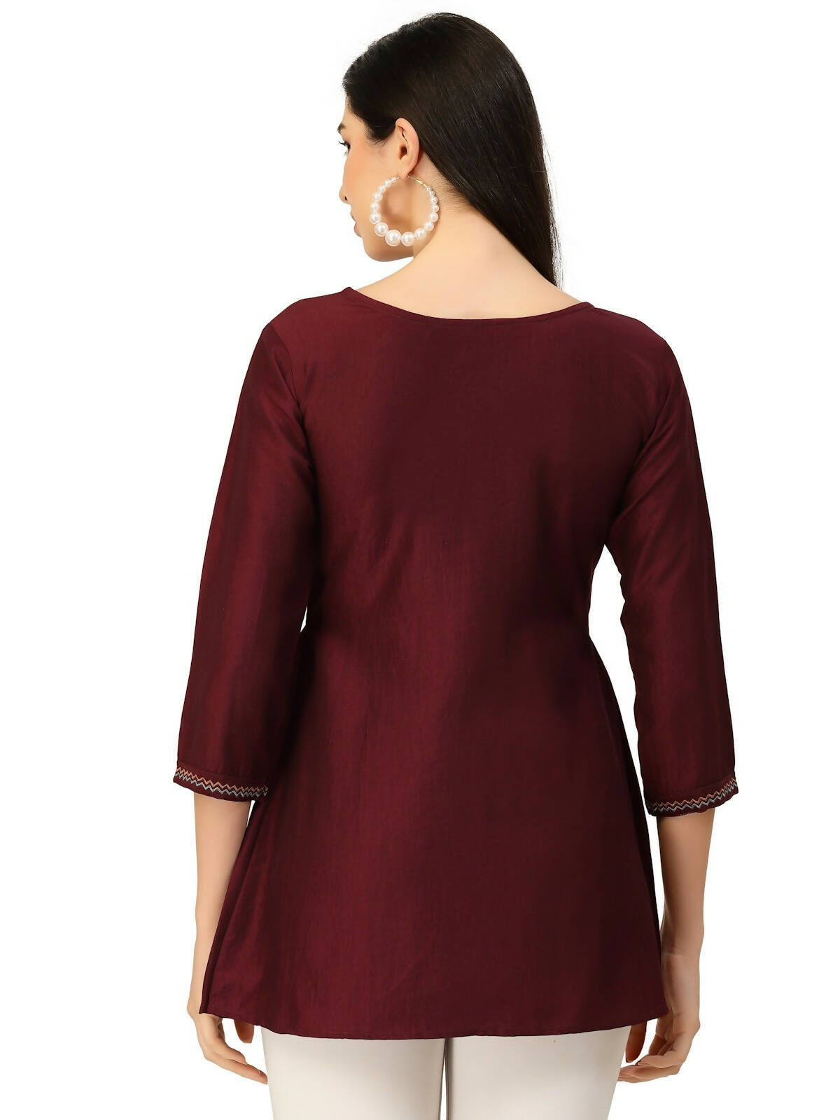 Wine Chinon Floral Embroidered Top - Zeny