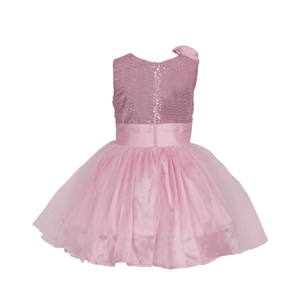 Asmaani Baby Girl's Pink Color Satin Knee Length Frock (AS-DRESS-22030)