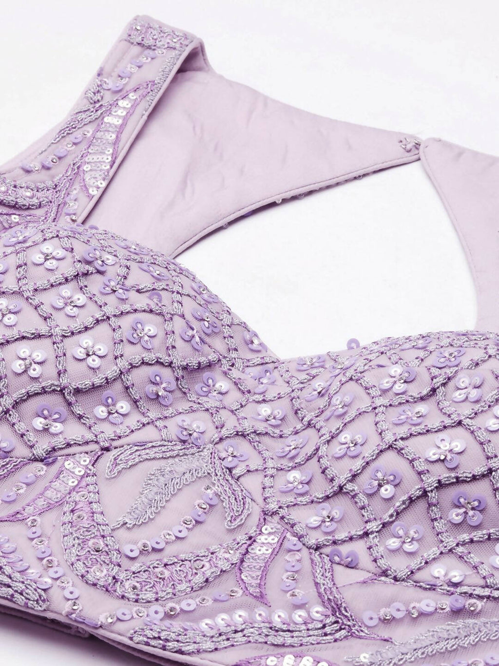 House of Panchhi Lavender Net Sequins and Zarkan embroidery Lehenga choli & Dupatta