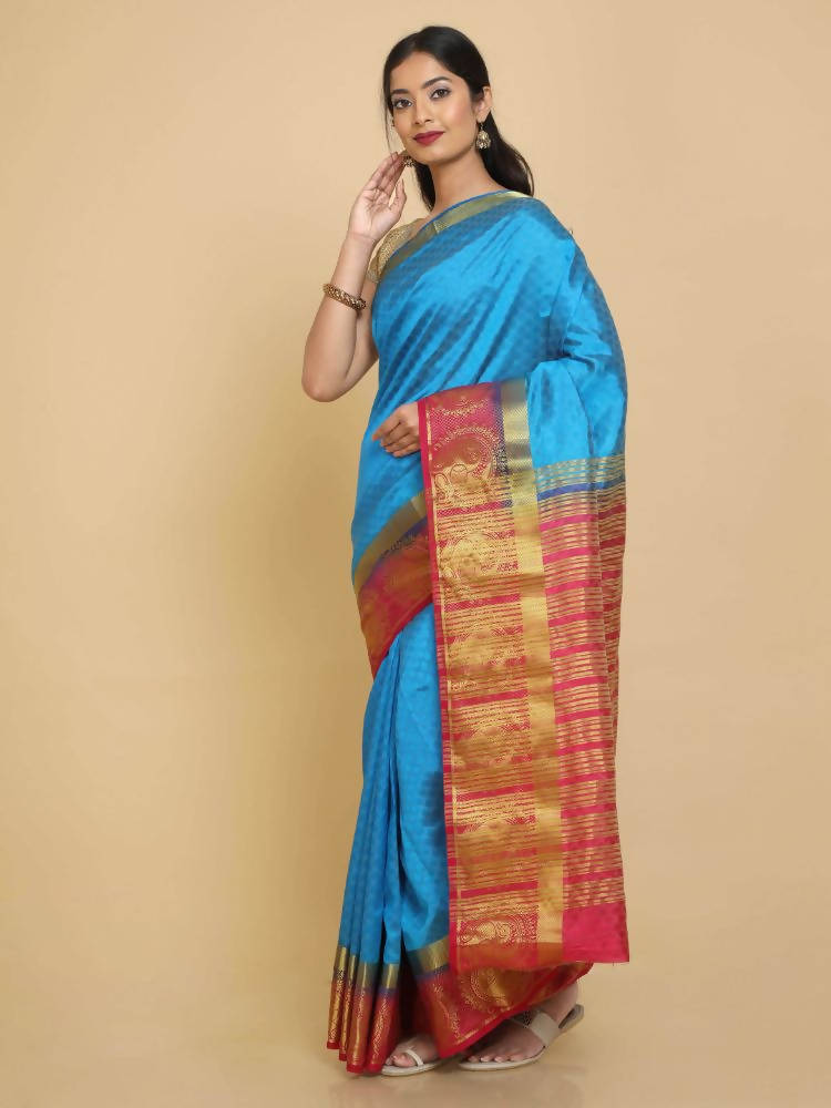 Kalamandir Floral Blue Pashmina Saree