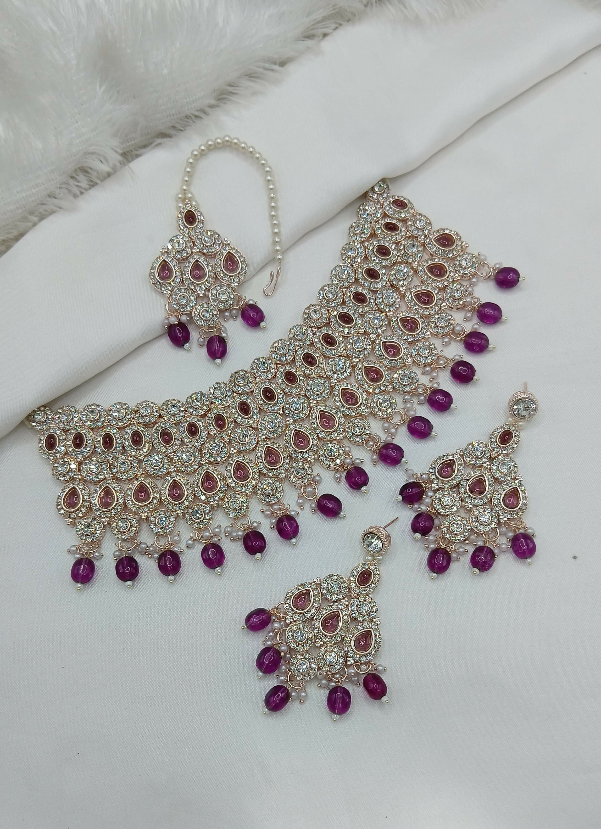 Joban Fashion Ruby Stone Work Necklace Set