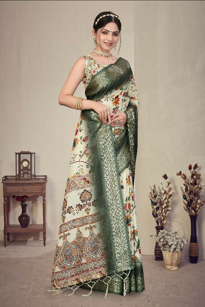 PR Fashion Multi Heavy Rich Cotton Silk Digital Print & Jacquard Saree