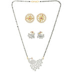 AanyaCentric Gold-Polished Mangalsutra with Pendant, 2 Pair Earrings