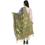 A R Silk Silk Peacock Multi Fancy Dupatta Color Mehendi Green Dupatta or Chunni