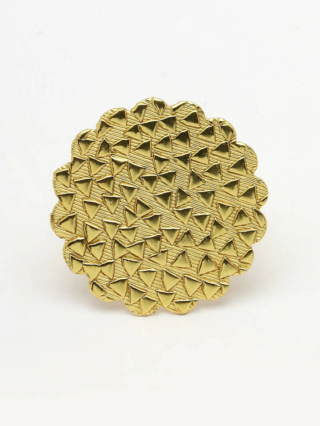 NVR Women Gold-Polished Circular Adjustable Finger Ring
