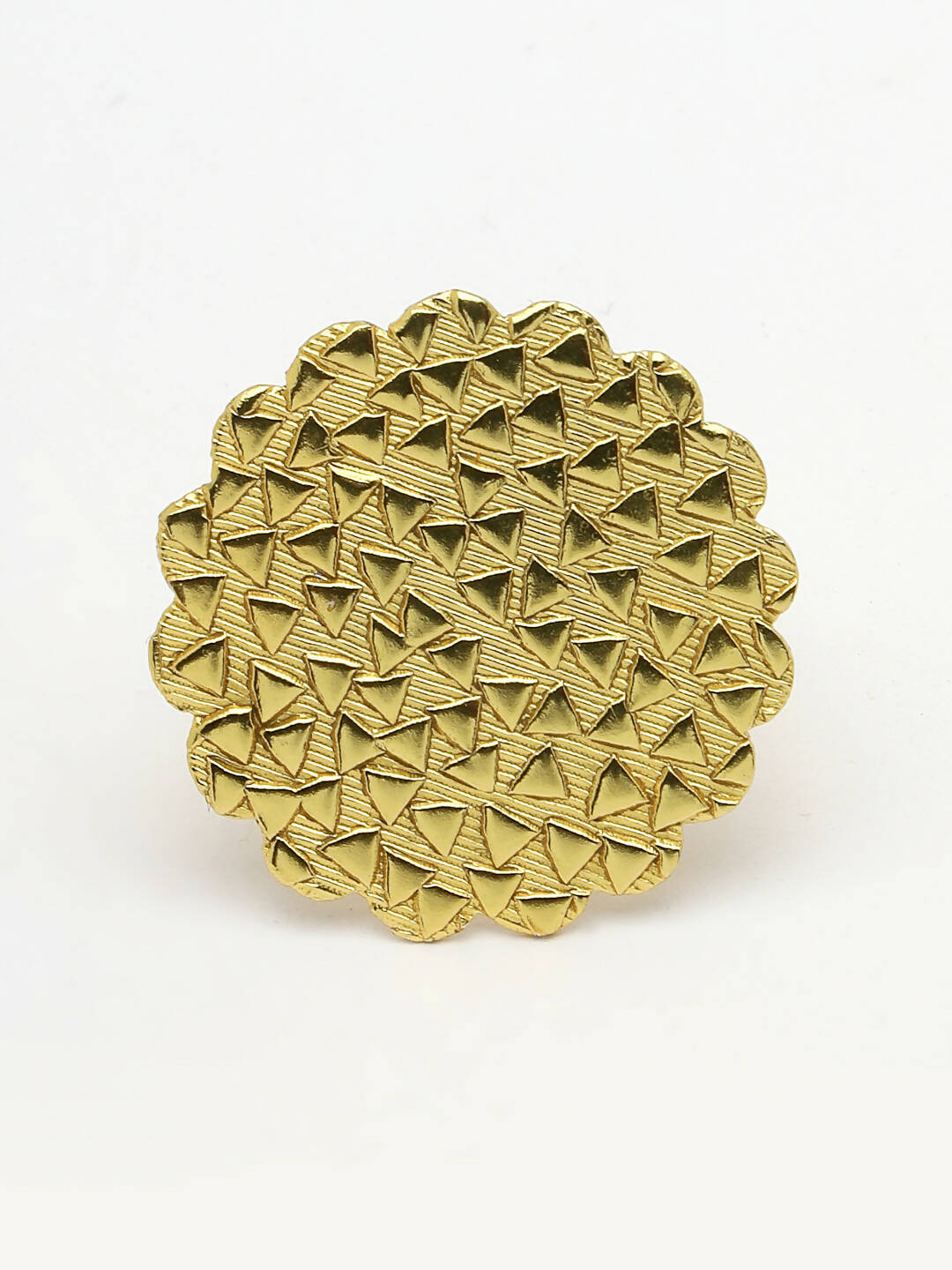 NVR Women Gold-Polished Circular Adjustable Finger Ring