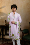 Falling Raw Silk Lavinder Taruni Hamsa Kurta Set By Hilo Design