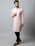 Even Apparels Pink Color Linen Pure Cotton Men's Kurta With Side Placket (SLD070) - Distacart