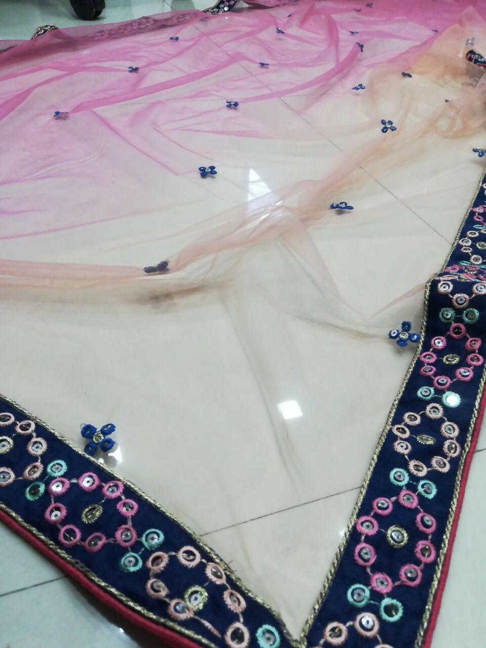 Jyoti Fashion Gorgeous Blue Sequins with Thread & Zari Embroidery Chinon Lehenga Choli with Dupatta