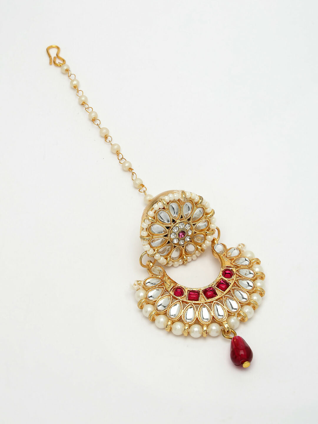 NVR Women's Gold-Polished CZ Stone-Studded Maang Tikka - Distacart