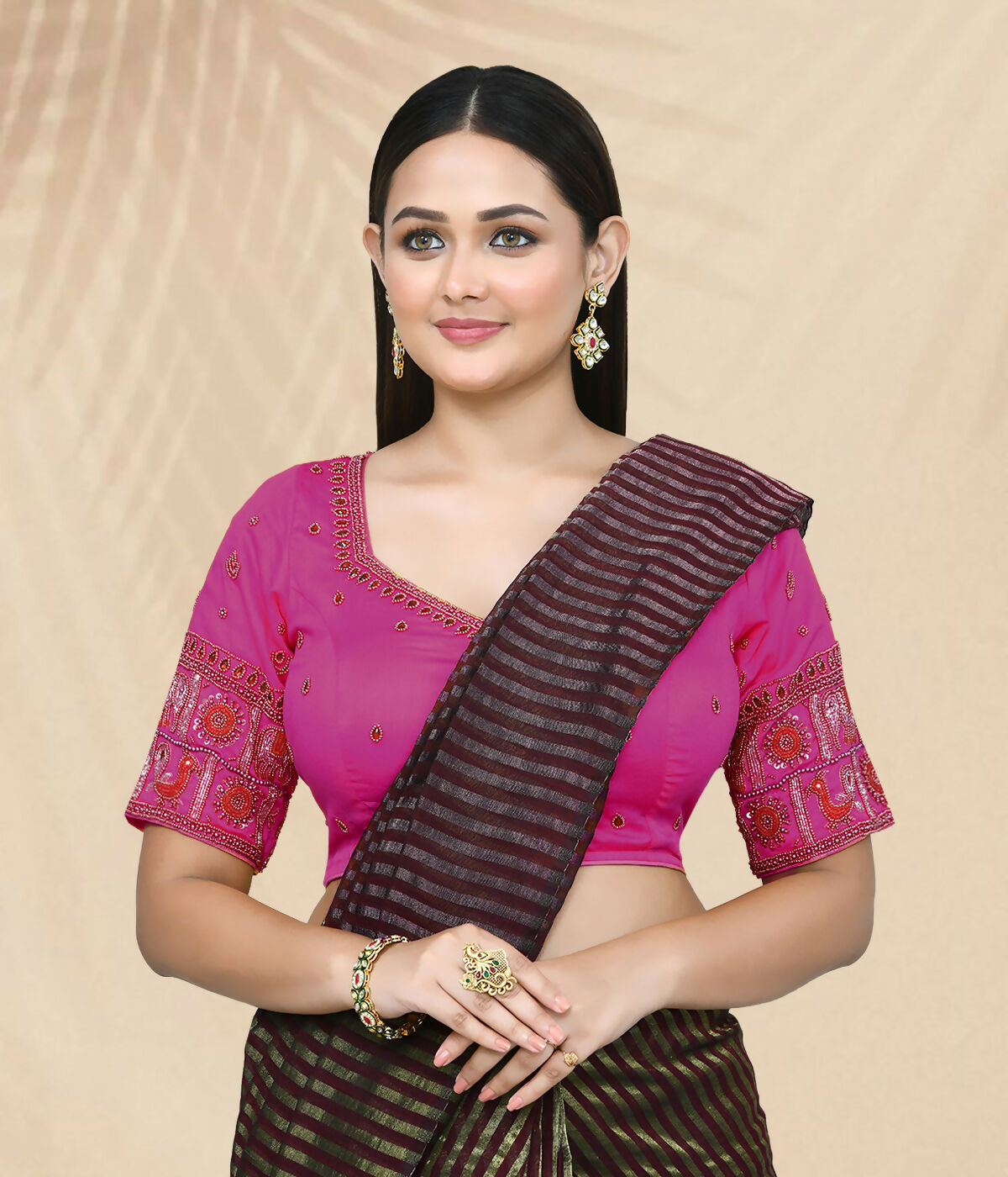 Joban Fashion Women's Pink Embroidered Stitched Blouse - Distacart