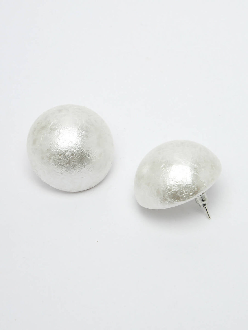 NVR Women's White Color Circular Moon Stud Earrings - Distacart
