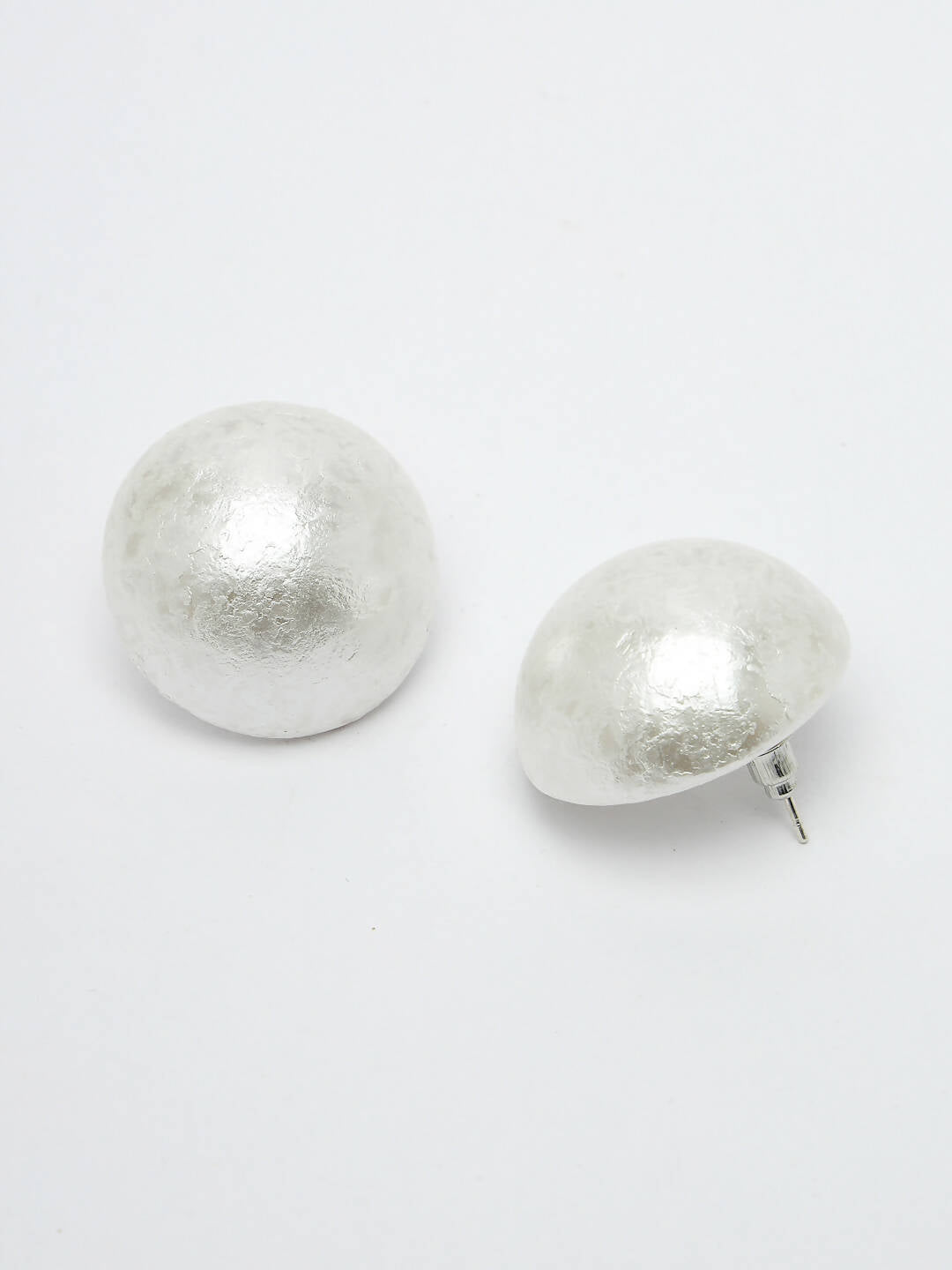 NVR Women's White Color Circular Moon Stud Earrings - Distacart