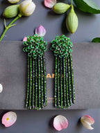 Inhanns Handmade Crystal Waterfall Earrings - Long - Dark Green Big - Distacart