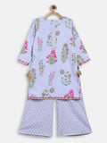 Ahalyaa Blue Crepe Printed Kids Kurta Palazzo Set For Girls