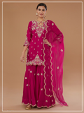 Anaita Magenta Vichitra Stitched Suit with Embroidered viscose Thread Jari & Sequence work - Distacart