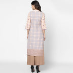 Cheera Hand Block Print Pale Pink Anarkali Kurta (MAAI-062K)