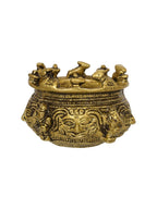 eCraftIndia Gold-Toned Handcrafted Brass Auspicious Nandi Kalash for Religious Offerings
