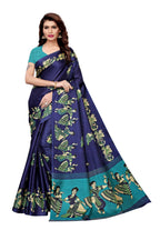 Vamika Navy Blue & Sky Blue Kalamkari With Jhalar Khadi Silk Saree - Distacart