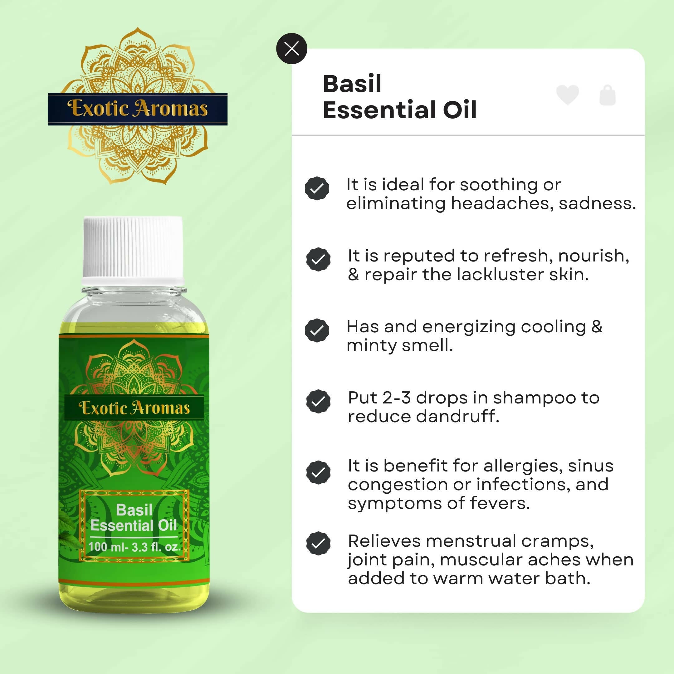 Exotic Aromas Basil Essential Oil