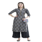 Lagi Women's Black Rayon Straight Printed Kurta & Palazzo (MRP102)