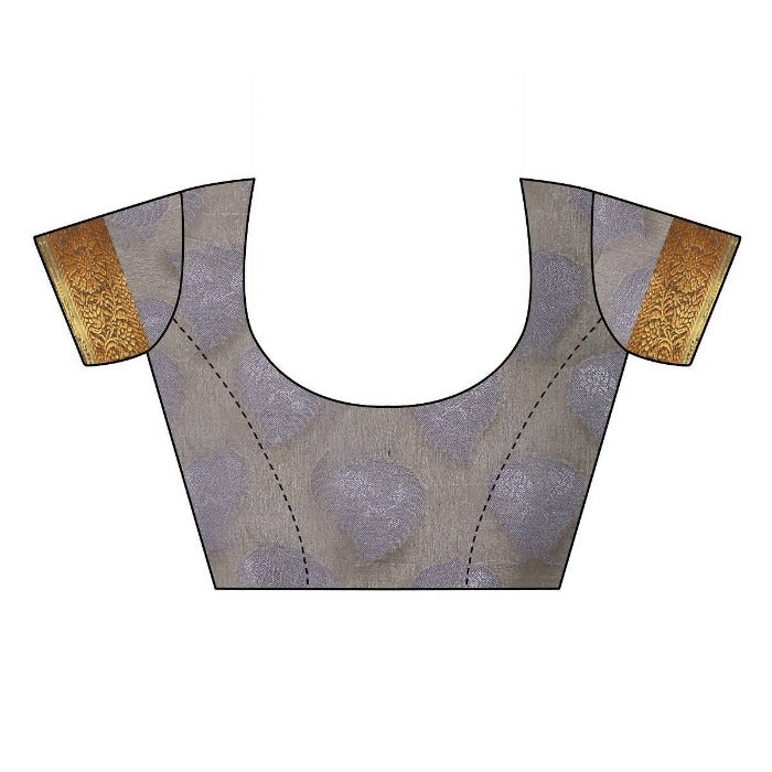 Vamika Pink Jari Work Cotton Grey Colour Blouse