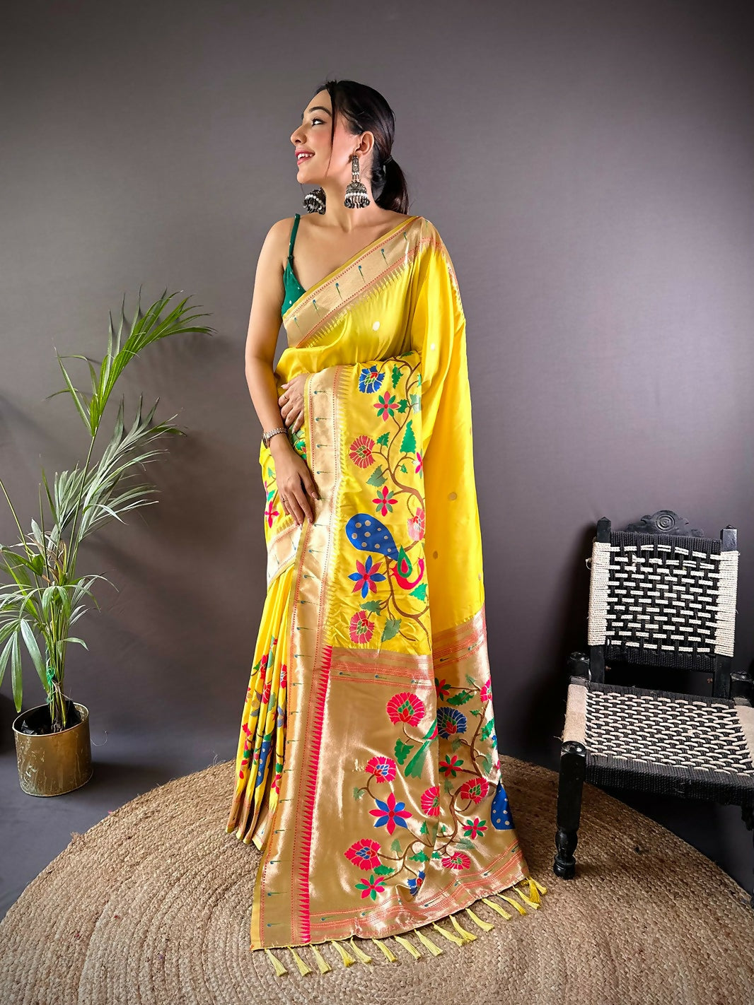 Joban Fashion Green Motifs Paithani Sarees