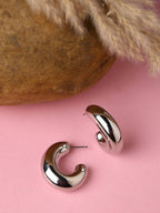 NVR Women Silver-Plated Circular-Shaped Half Hoop Earrings - Distacart