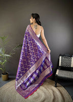 Joban Fashion Purple Meenakari Banarasi Silk Sarees