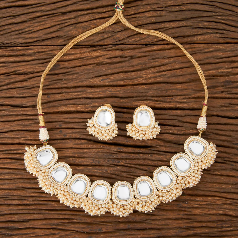 Joban Fashion Women Golden White Necklace Set