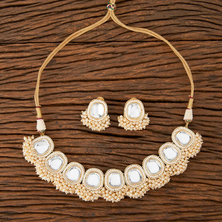 Joban Fashion Women Golden White Necklace Set
