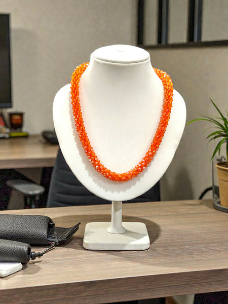 Inhanns Noor-E-Jalwa – Handmade Crystal Bead Necklace -Adjustable - Orange