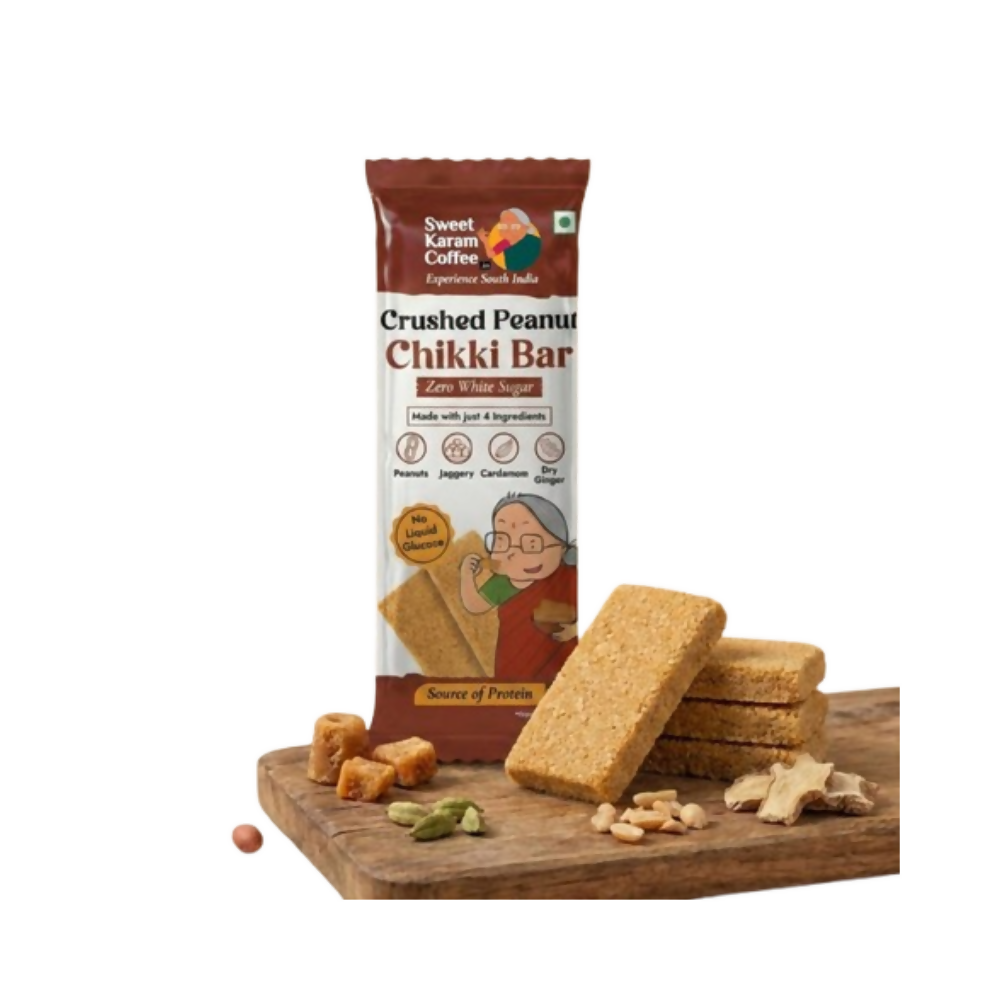 Sweet Karam Coffee Crushed Peanut Chikki Bar (Zero White Sugar)