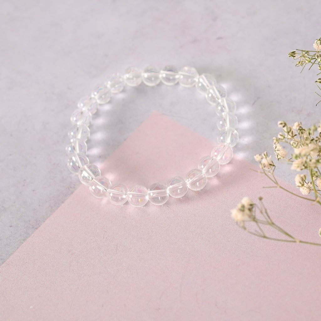 NVR Men & Women Transparent Beaded Elasticated Bracelet - Distacart
