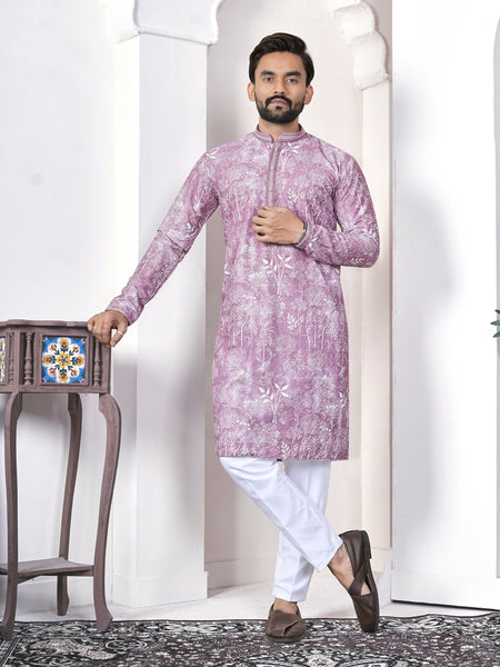 Anaita Purple Digital Printed Work Cotton Straight Kurta