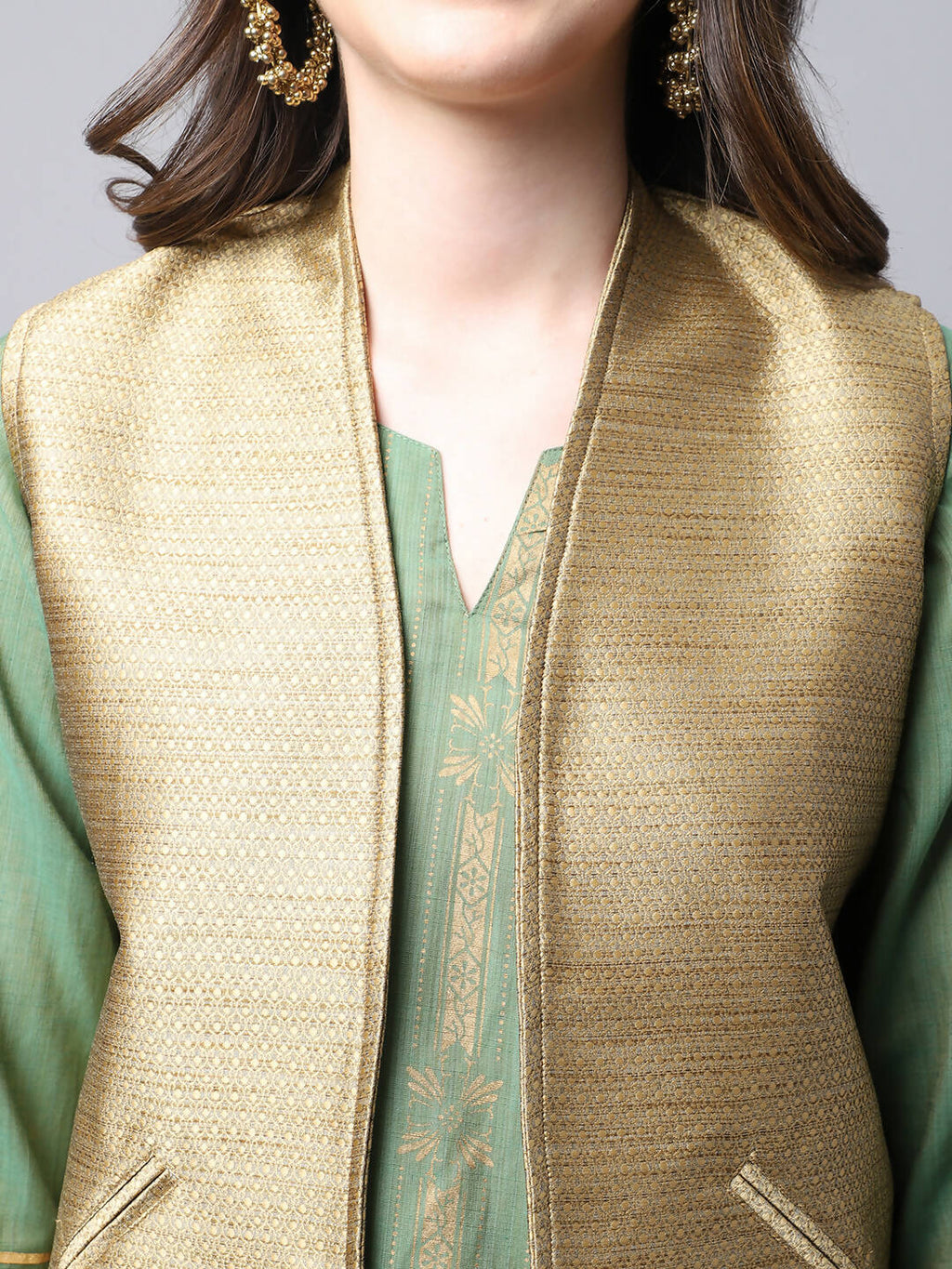Even Apparels Beige Bansari Silk Open Front Women's Gillet - Distacart