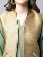 Even Apparels Beige Bansari Silk Open Front Women's Gillet - Distacart