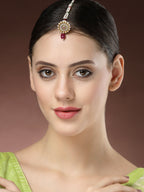 NVR Women's Gold-Polished CZ Stone-Studded Borla Maang Tikka - Distacart