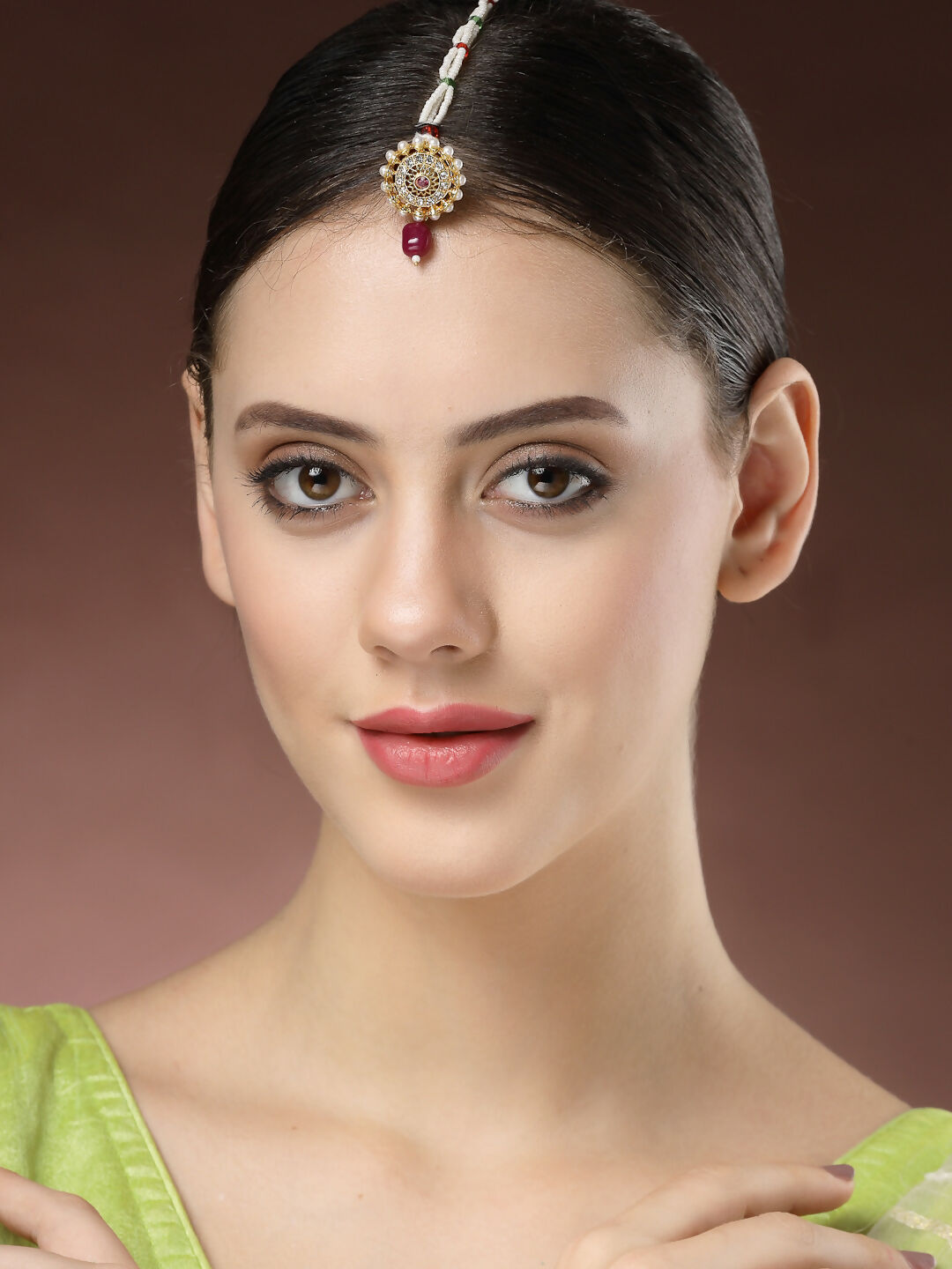 NVR Women's Gold-Polished CZ Stone-Studded Borla Maang Tikka - Distacart