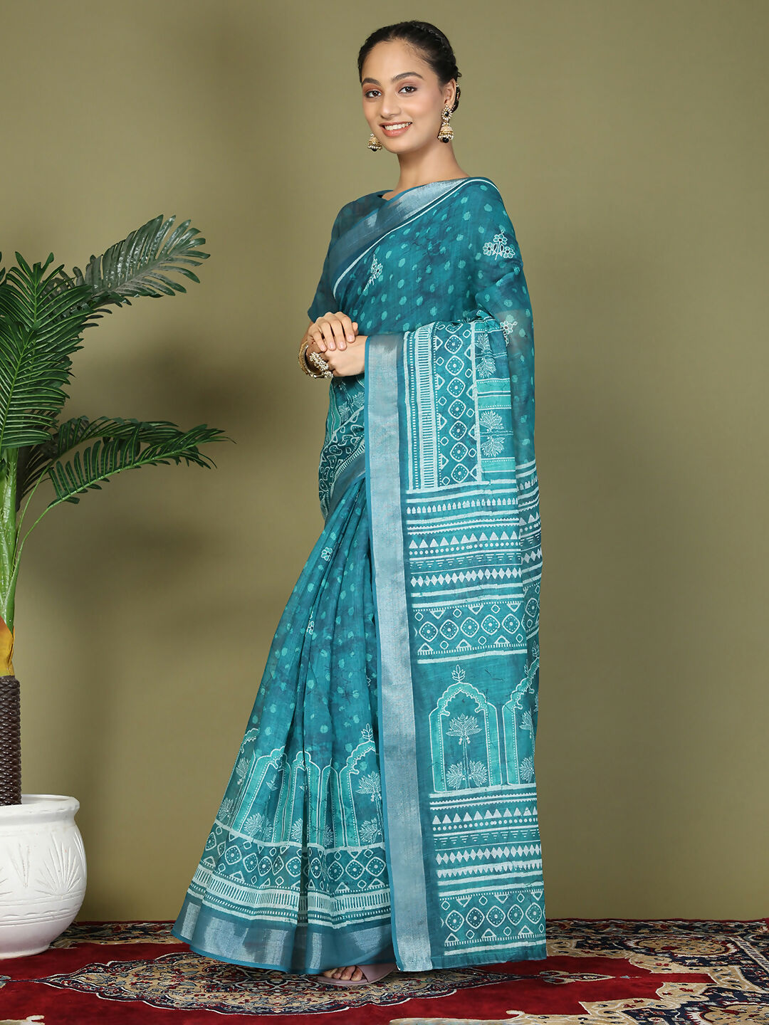 Shree Shyam Fashion Cotton Sky Blue Saree - Distacart
