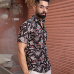 Miravan Men's Multi Colour Floral Printed Half Sleeve Slim Fit shirt