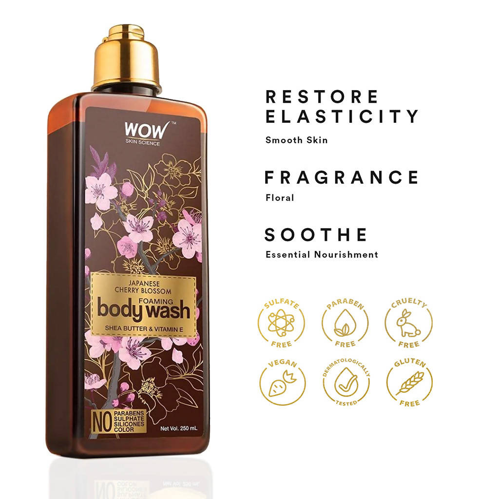 Wow Skin Science Cherry Blossom & Ceramide Body Wash For Removes Dirt, Hydrates and Softens Ski