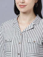 Myshka Stylish Grey 3/4 Sleeve Women's Cords Set - Distacart