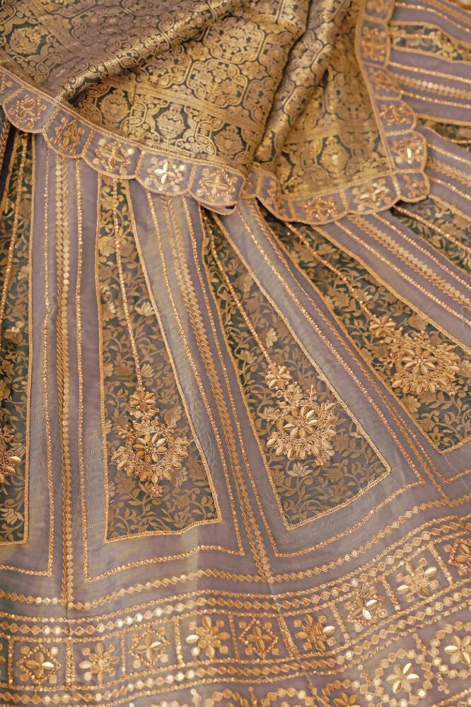 Kesar Fab Dark-Onion-Pink Net Hand_Woven Lehenga