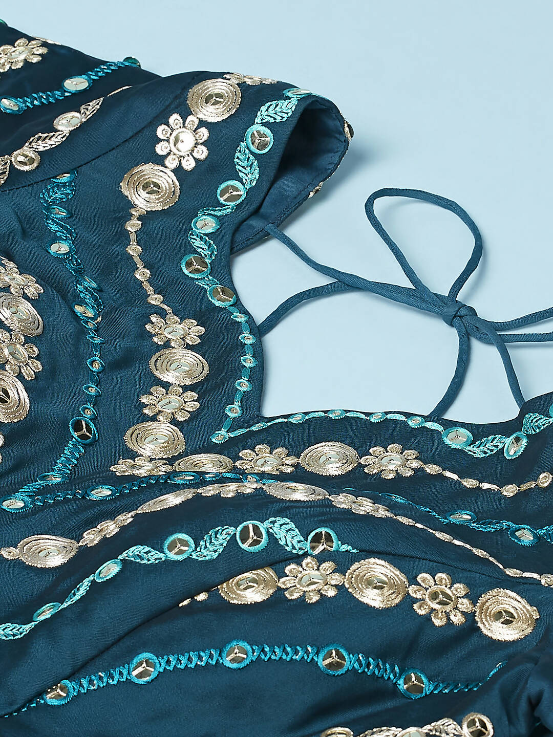 House of Panchhi Teal Pure Georgette Sequinse Work Lehenga & Blouse with Dupatta