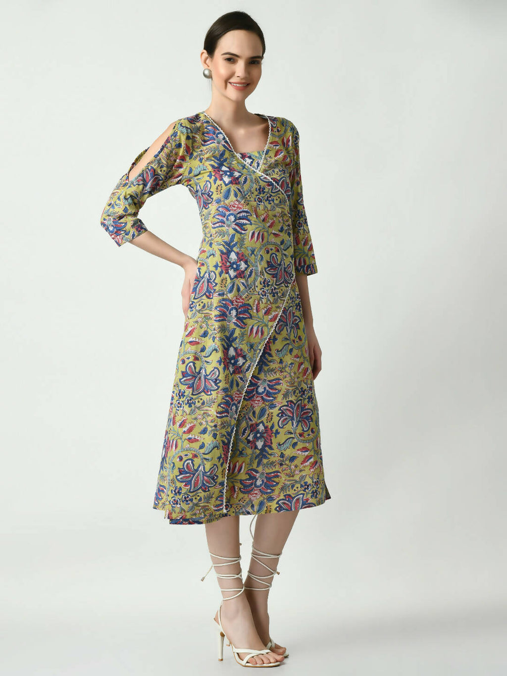 Myshka Women's Multi Floral Printed A-Line Dress - Distacart
